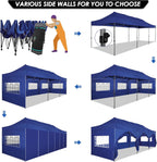 COBIZI 10x30 Pop up Canopy Tent 10x30 Canopy with Sidewalls  Heavy Duty Party Tent Tents for Parties  Foldable UPF 50+ Waterproof Commercial Easy up Canopy with Roller Bag  Navy Blue(Windproof)