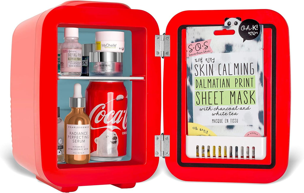 Cooluli Retro Coca-Cola Mini Fridge for Bedroom - Car, Office Desk & College Dorm Room - 4L/6 Can 12V Portable Cooler & Warmer for Food, Drinks & Skincare - AC/DC and Exclusive USB Option (Coke, Red)