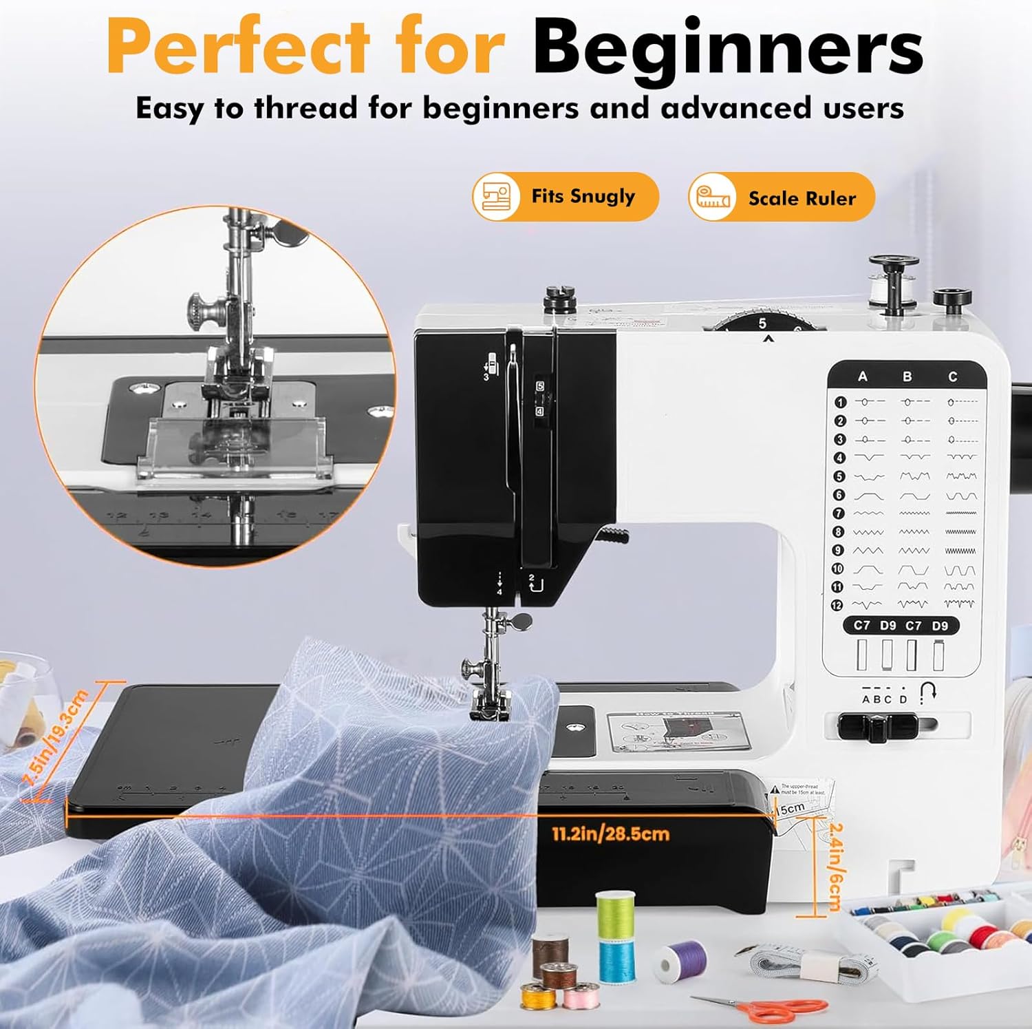 12 Stitches Mini Electric Sewing Machine with Sewing Table and 113 Pcs Sewing Kit Portable Sewing Machine with Dual Speed for Beginners