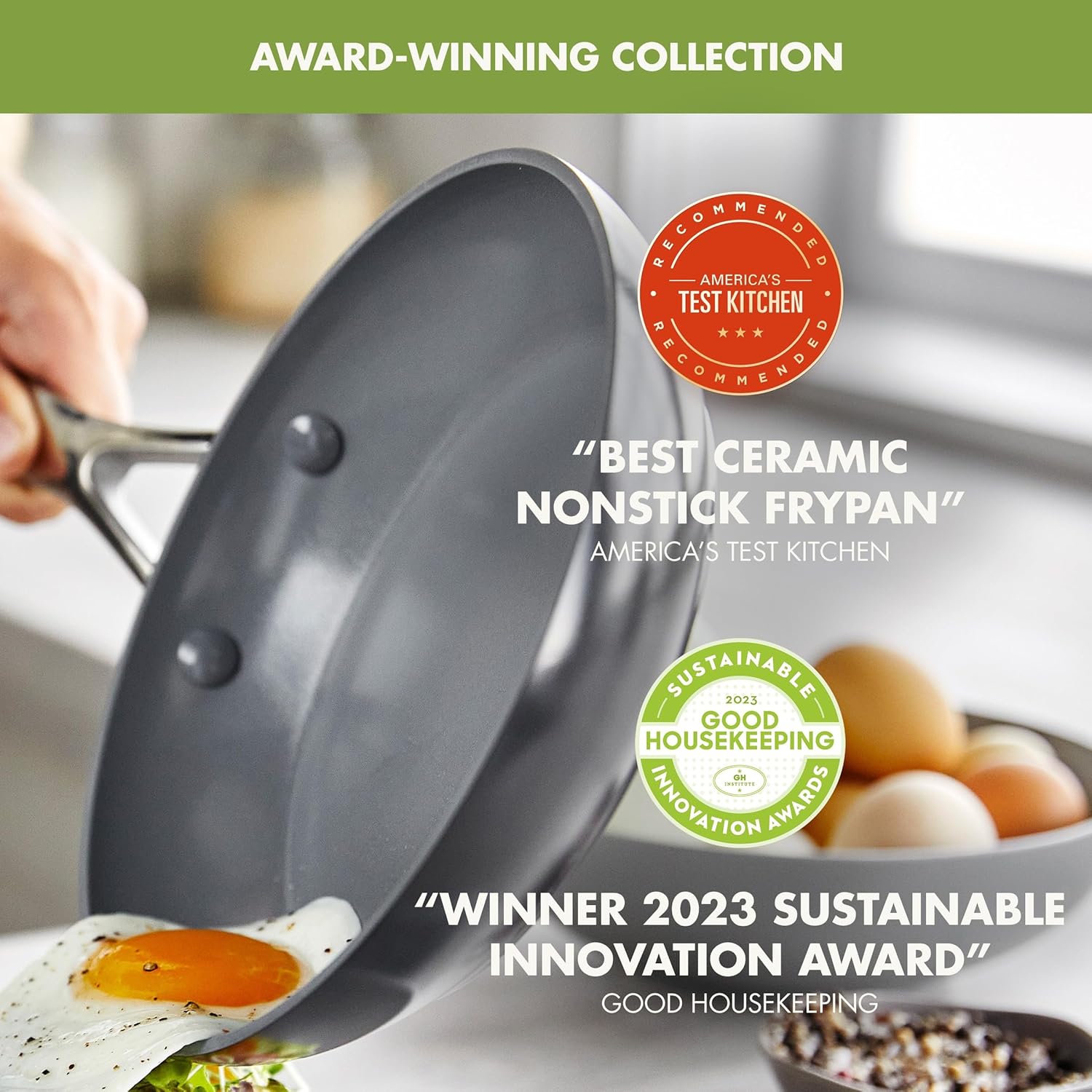 GreenPan Valencia Pro Ceramic Nonstick 16 Piece Cookware Set, Hard Anodized PFAS-Free Pots & Pans, Induction Ready, Compatible on All Cooktops, Dishwasher Safe, Oven Safe to 600F, Gray