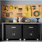 LCAOPC Metal Garage Storage Cabinet with Wheels, Lockable Rolling Tool Chest with Wheels, Tool Cabinet on Wheels, Metal Rolling Utility Cabinet for Home, Office, Garage and Workshop, Black