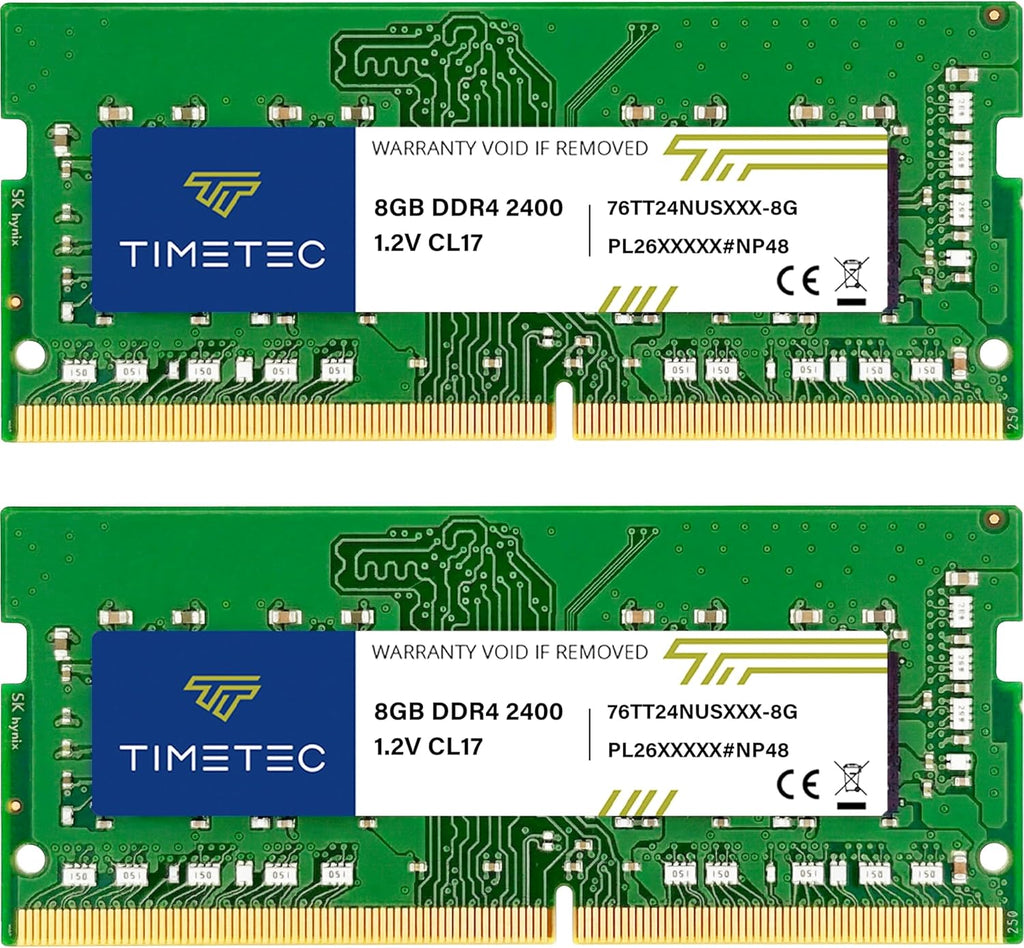 Timetec 16GB KIT (2x8GB) DDR4 2400MHz (PC4-2400T) PC4-19200 SODIMM Laptop RAM – 260-Pin 1.2V CL17 Non-ECC Unbuffered Memory Module for Laptop, Notebook, Mini PC, All-in-One