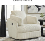 Signature Design by Ashley Tie-Breaker Casual Swivel Glider Recliner with Hidden Storage, White