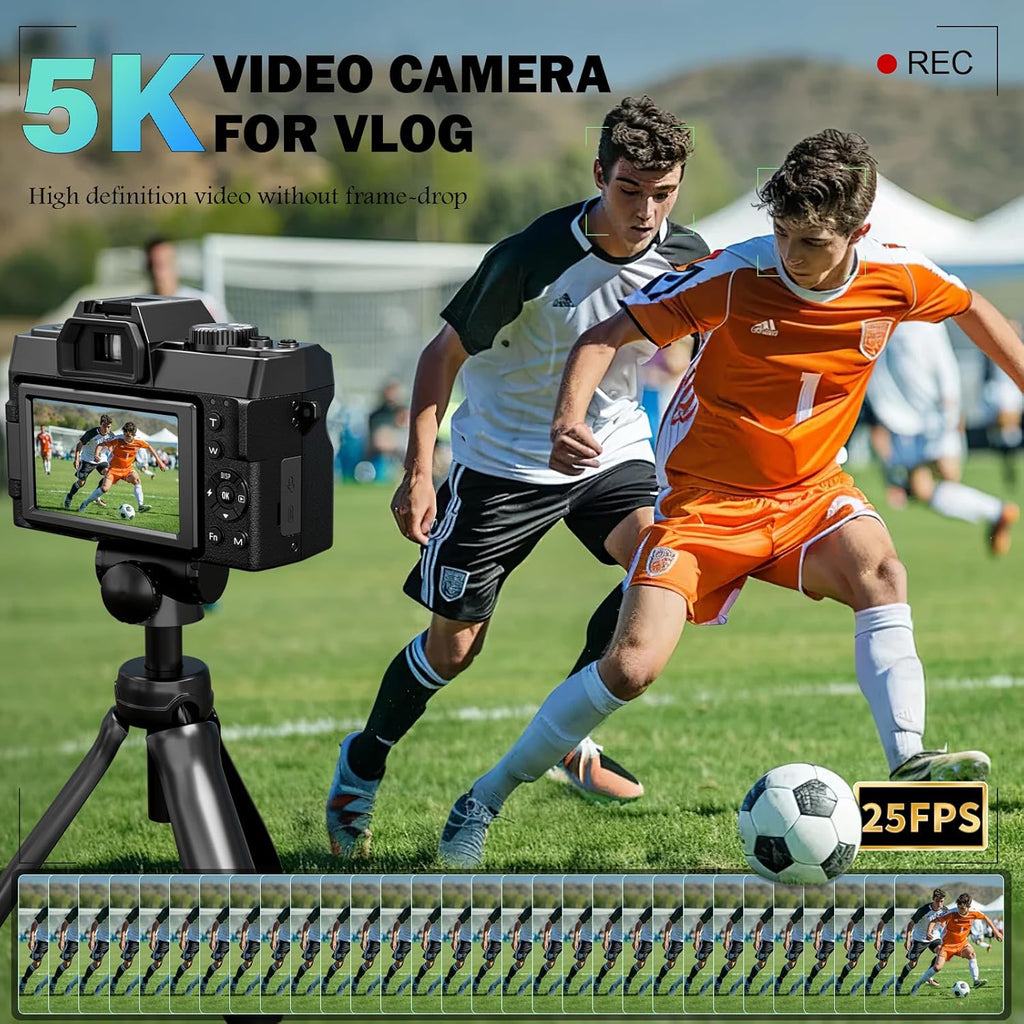 True 5K Digital Cameras for Photography 64MP - 16X Zoom  WiFi  with 64GB TF Card  Wide-Angle & Macro Lens  Autofocus & Anti-Shake  Vlogging Camera for YouTube Travel (Black)