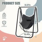 G TALECO GEAR Hammock Chair with Stand,Heavy-Duty and Rustproof Hanging Chair with Stand,Hammock Swing Chair Stand,for Indoor Outdoor Patio Yard Garden Porch (Grey)