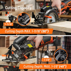 DOVAMAN Circular Saw, 5.8A 4-1/2" Circular Saw w/Laser, Metal Auxiliary Handle, 6 Blades (4½", 4¾"), Cutting Depth 1-11/16" (90°), 1-3/8" (45°), Ideal for Wood, Soft Metal, Plastic, Tile - MCS01A