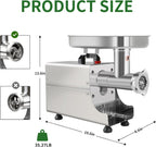 Meat Grinder Heavy Duty Electric,Commercial Meat Grinder #8 for Home Use Deer Processing Best Stainless Steel 2800W Max with 3 Grinding Plates 3 Sausage Stuffer Tubes 1 Pusher 2 Blades