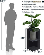 Wallowa Metallic Heavy Planter for Outdoor Plants  14Lx14Wx30H Inches  Tall Metal Planter Box with Hand Brushed Gold Edge for Outside & Indoor  25 Pounds  No Assembly and Seamless  Set of 2 (Black)