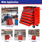 7 Drawers Rolling Tool Cart on Wheels, Multifunctional Organizer Tool Chest Tool Case, Trolley Tool Storage Tool Box for Workshop,Garage,Repair Shop (7 Drawers 24.2" W×12.9" D×29.9" H-Red)