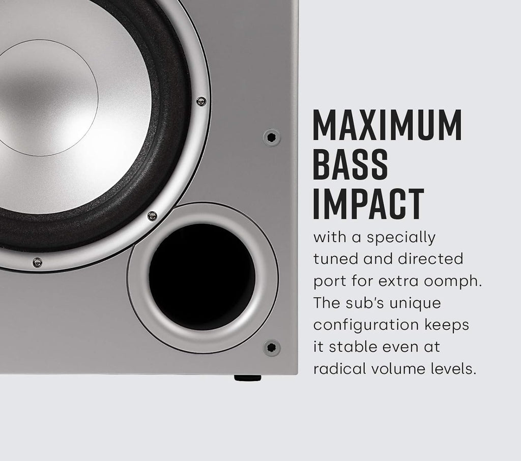 Polk Audio PSW10 10" Powered Subwoofer Home Audio – Power Port Tech  Up to 100 Watts  Big Bass in Compact Design  Easy Setup with Home Theater  Timbre-Matched with Monitor & T-Series Polk Speakers