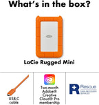 LaCie Rugged Mini, 1TB, 2.5", Portable External Hard Drive, for PC Mac iPad and iPhone, Data Rescue Service (LAC301558)