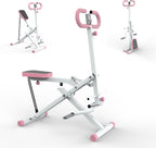 Squat Machine for Home Gym, Foldable Glute Trainer with Resistance Bands, Hip Thrust, Butt and Thigh Workout, Pink