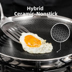 Deluxe 13 Piece Hybrid Ceramic Nonstick Stainless Steel Cookware Set-5 Piece Frying Pan Set, 6 PC Pot Set, 3.7QT Deep Sauté Pan&Lid, Induction Ready, Stay Cool, PFOA Free Compatible with All Cooktops