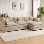 Modular Sectional Sofa, 112.2 Inch L Shaped Couch Set with Armrests, 3-Seater Comfy Cloud Couches for Living Room Apartment, Coffee