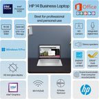 HP 14" Laptop 2025 Business Student Slim Computer  Lifetime MS Office  Copilot AI  Quad-Core Intel CPU  16GB RAM  628GB Storage (128GB UFS+500GB Ext)  MarxsolAccessory  Wi-Fi 6  Win 11 Pro  Silver