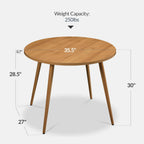 Best Choice Products Round 35.5in Dining Table for 4 w/Sturdy Wood Finish Steel Legs, Mid Century Modern, Space-Saving, Small Space Circle Dinette for Home, Kitchen, Apartment - Pecan