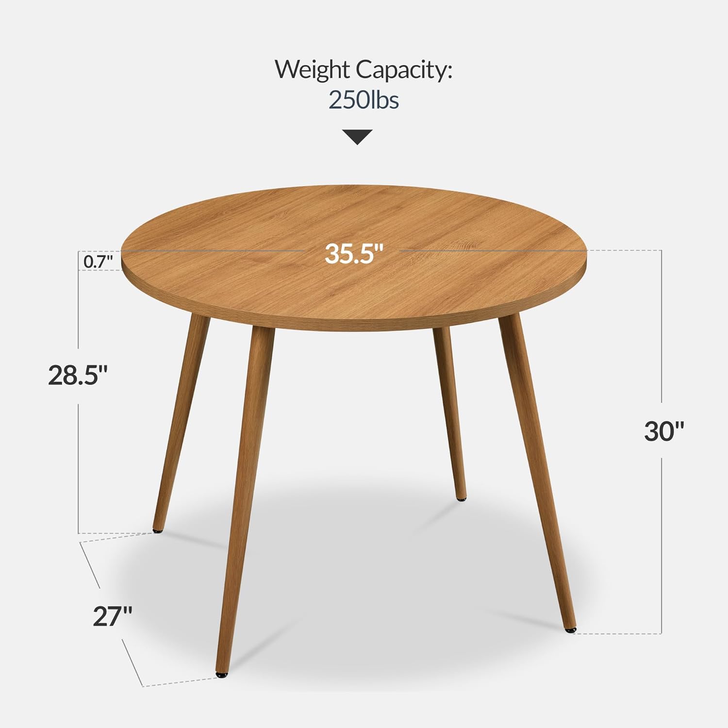 Best Choice Products Round 35.5in Dining Table for 4 w/Sturdy Wood Finish Steel Legs, Mid Century Modern, Space-Saving, Small Space Circle Dinette for Home, Kitchen, Apartment - Pecan