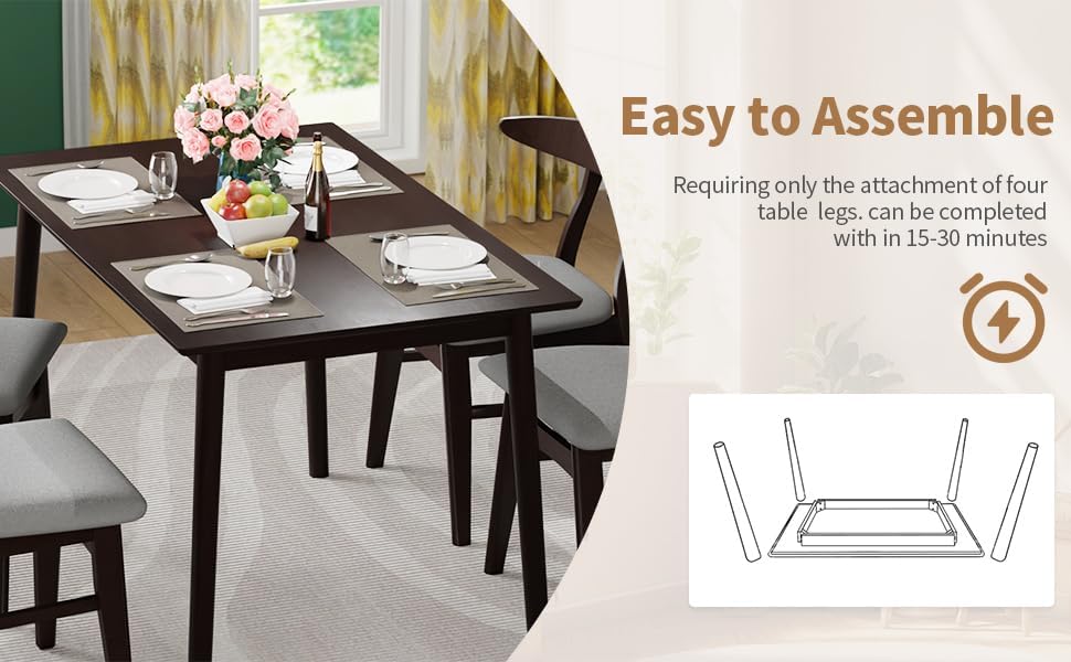 FDW 47 Inches Dining Table, Dining Room for 4 People, Small Rectangular Table for Kitchen, Quick Assembly, Small Spaces Modern Home Furniture Dinner Table, Espresso