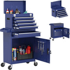 Tool Chest, 5-Drawer Rolling Tool Chest with Detachable Top Tool Box, Tool Box with Wheels, Tool Storage Cabinet for Garage, Warehouse, Workshop (Blue)