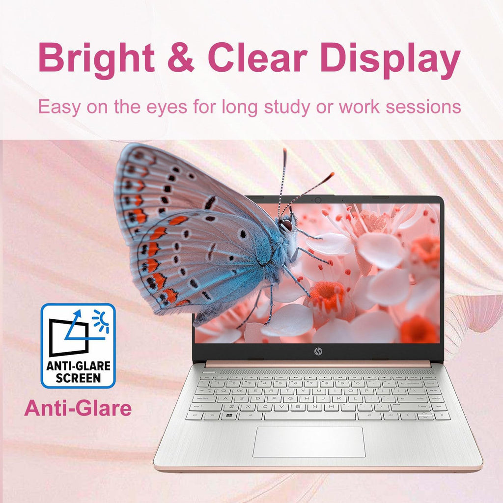 HP 14″Rose Gold Lightweight Laptop  with Office 365 & Copilot AI  Intel Processor  4GB RAM Memory  64GB SSD + 1TB Cloud Storage