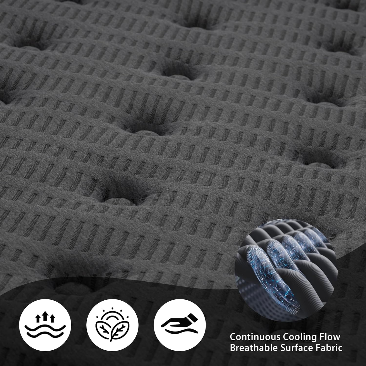 14″ King Hybrid Mattress – Cooler, Quieter & Deeper Comfort, Airflow Foam + Pocket Coils, 2″+ Plush Cushion, Heavy-Duty Support, CertiPUR-US, Fiberglass-Free, Mattress in a Box