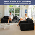 MAXYOYO Convertible Sofa Bed, 80" Oversized Boneless Loveseat Couch 4 in 1 Foldable Floor Sofa Couch in A Box with 2 Cup Holders, Folding Sleeper Chair for Living Room, No Assembly Required, Black