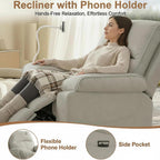 Nursery Rocking Chairs Glider Recliner with Flexible Phone Holder,Comfortable Nursing Chair Swivel Rocker Recliner for Baby Breastfeeding, Velvet, Beige