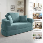 71" Boneless Couch Sofa Bed Oversized Round Couch 2-in-1 Foldable Floor Loveseat Sofa for Living Room and Apartment No Assembly (Sky Blue, 71")