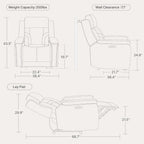 Watson & Whitely Oversized Lay Flat Recliner for Big and Tall, Genuine Leather Electric Recliner Chairs for Adults with Power Headrest & Chargers for Living Room, Saddle Brown
