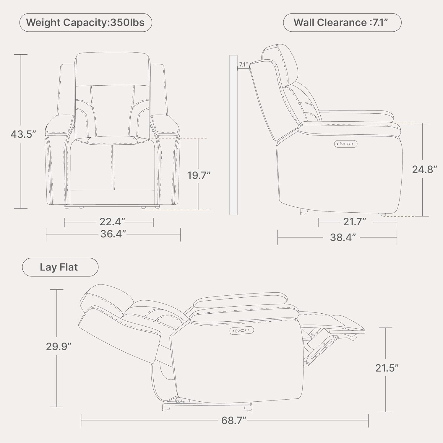 Watson & Whitely Oversized Lay Flat Recliner for Big and Tall, Genuine Leather Electric Recliner Chairs for Adults with Power Headrest & Chargers for Living Room, Saddle Brown