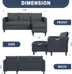 Shintenchi Modern Upholstered Sectional Sofa, L-Shaped Couch with Reversible Chaise for Living Room, New Corduroy Fabric
