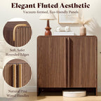 AMERLIFE Fluted Buffet Cabinet with Storage, Modern Sideboard Cabinet with 2 Doors & Adjustable Shelf, Console Table & Credenza for Living Room, Dining Room & Entryway, Brown