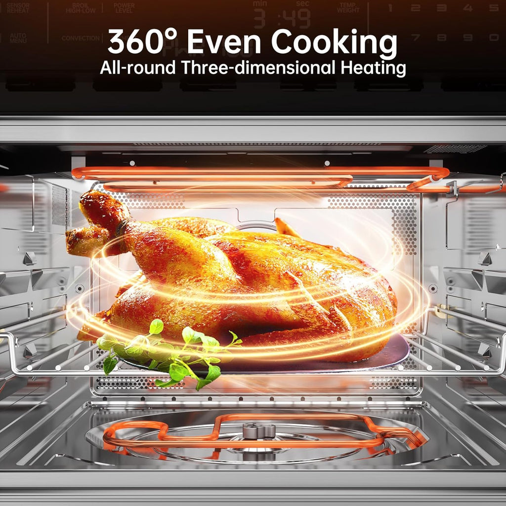 24 Inch Built-in Microwave and Convection Oven Combination, ThermoMate 1.6 Cu. Ft. Wall Oven Microwave Combos, 1000 Watt Power, Sensor Cook, Touch Control LCD Display, Stainless Steel Finish