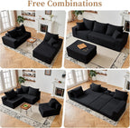 108'' Modular Sectional Couch, Modern 3-Seater Boneless Cloud Sleeper Sofa, L-Shaped Convertible Sectional with Non-Slip Bottom, No Assembly Required, Black