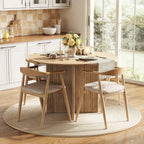 LITTLE TREE Round Dining Table for 4-6 People, Modern Wooden Kitchen Table with Pedestal Base, Small Dinner Table for Dining Room, Kitchen, Living Room