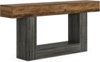 Tribesigns 63" Console Table, Farmhouse 2-Tier Entryway Table with U-Shaped Base, Narrow Long Wood Sofa Table Behind Couch Table for Living Room, Hallway, Foyer, Vintage Brown & Gray | Farmhouse, Entryway Table, Narrow, Long, Sofa Table, Behind Couch
