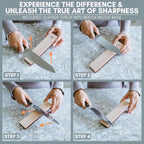 PATENTED ORIGINAL ADJUSTABLE ROLLING KNIFE SHARPENER KIT: Adjustable Height, 30 Angle Options, 5 Removeable Whetstone Plates, Leather Strop with Travel Case - Kitchen Knife Sharpener