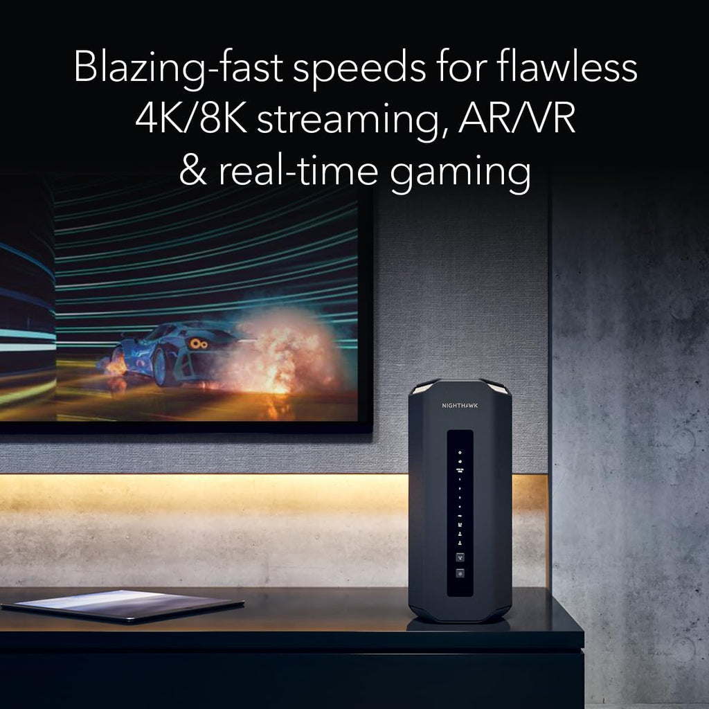 NETGEAR Nighthawk Tri-Band WiFi 7 Router (RS700S) - Router Only- BE19000 Wireless Speed (up to 19 Gbps) – 10 Gig Internet Port - Covers up to 3 500 sq. ft. – 1-Year Armor & Free Expert Help
