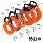 Klein Tools 56383 Non-Conductive Electrical Fish Tape, Multi-Groove Fiberglass Wire Puller, Nylon Tip, Optimized Housing and Handle, 100-Foot