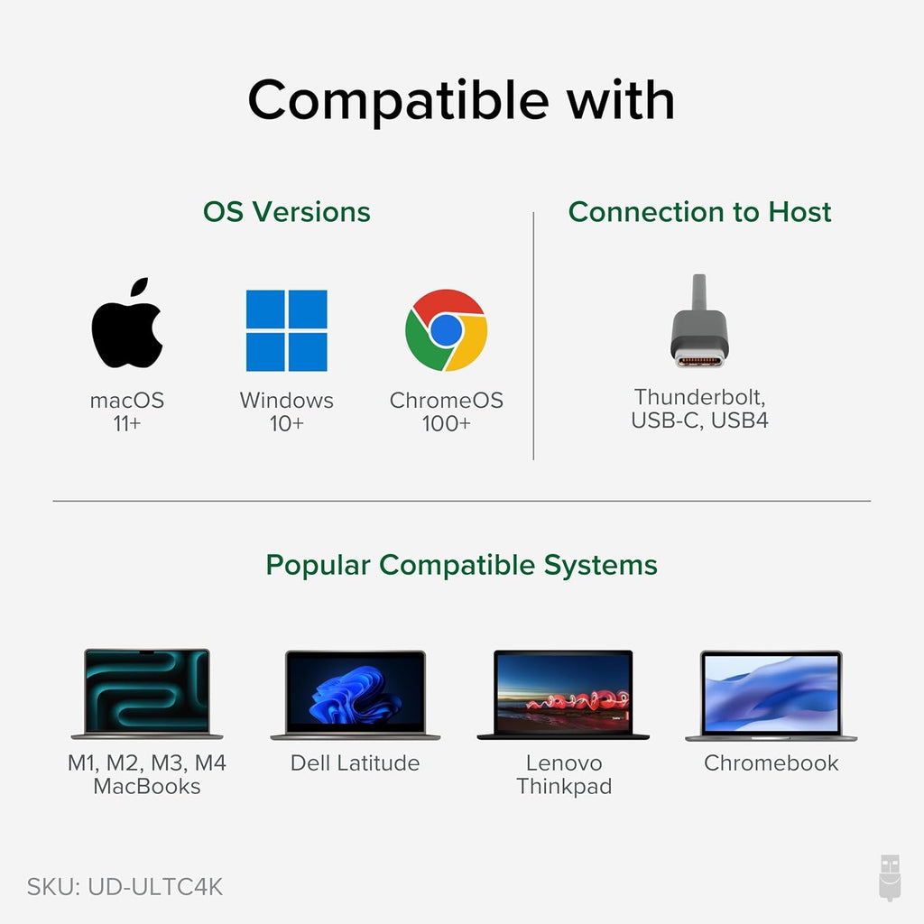Plugable 13-in-1 USB C Docking Station 4K Triple Monitor with 100W Power Delivery | USB C Dock for Windows  Mac  ChromeOS  Thunderbolt | Driver Required | 3X HDMI and 3X DisplayPort (UD-ULTC4K)