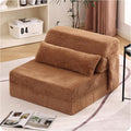 Tiita Convertible Folding Sofa Bed Single Size for Adults with Pillow, Plush Fabric Floor Mattress Couch Bed, Washable Cover & Side Pocket, Guest Room, Dorm, Apartment, Living Room, Brown