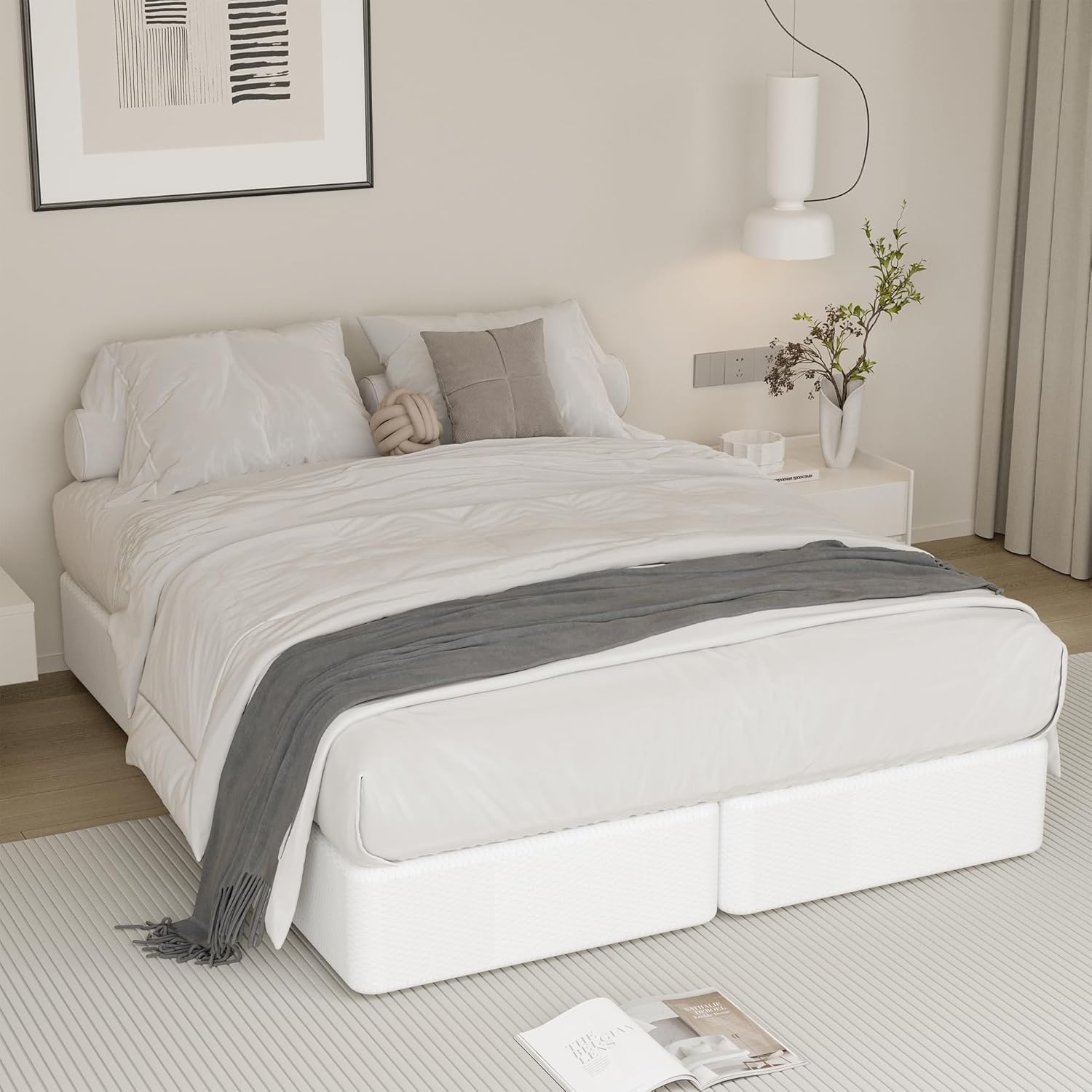 9 Inch Split Queen Box Spirng High Proflie Metal Box Spring for Queen Bed with Fabric Cover,Heavy Duty, Mattress Foundation, Easy Assembly, Noise Free
