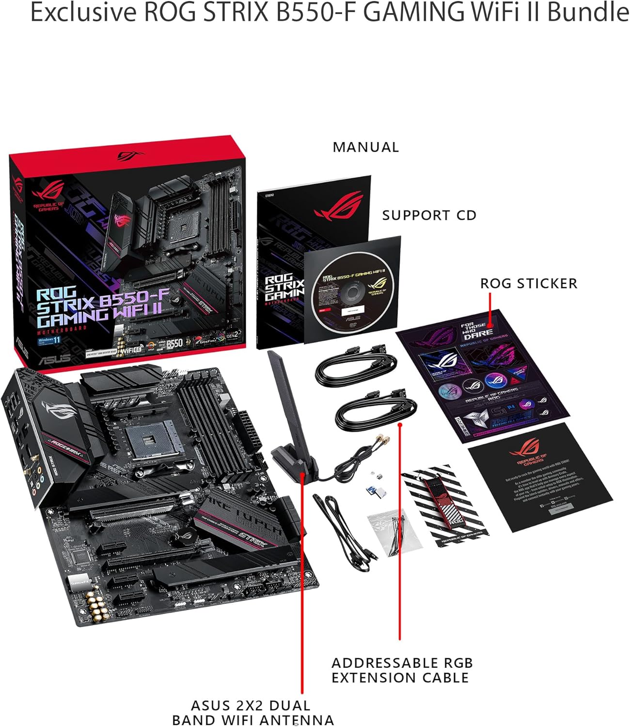 Asus ROG Strix B550-F Gaming WiFi II AMD AM4 (3rd Gen Ryzen) ATX Gaming Motherboard (PCIe 4.0,WiFi 6E, 2.5Gb LAN, BIOS Flashback, HDMI 2.1, Addressable Gen 2 RGB Header and Aura Sync)