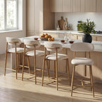 AQO Counter Height Bar Stools Set of 4, Upholstered Counter Stools Modern Barstools with Metal Legs for Kitchen Island Dining Room, Beige