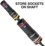 Klein Tools 656QS KNECT Quad Socket, 24 Sizes in 6 Sockets, 4-in-1 Color Coded SAE and Metric Impact Rated, Deep-Well Heavy-Duty, 1/4-and 3/8-Inch Drive, 3-1/2-and 6-1/2-Inch Shaft