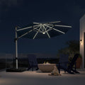 PURPLE LEAF 10ft Patio Umbrella with Lights Outdoor Round Cantilever Solar Powered LED Umbrella with 360-degree Rotation for Garden Deck Pool Patio, Navy Blue