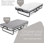Milliard Deluxe Diplomat Folding Bed with Mattress for Adults, Twin Size, Portable Foldable Bed with Luxurious Memory Foam Mattress & Super Strong Frame, 75” x 38", Fold Up, Roll Away, & Hideaway