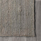 nuLOOM 8x10 Rigo Jute Hand Woven Area Rug, Grey, Solid Farmhouse Design, Natural Fiber, For Bedroom, Living Room, Dining Room, Hallway, Office, Kitchen, Entryway