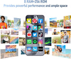 I24 Ultra Unlocked Phone 8GB+256GB Android Cell Phone 7 inch HD Screen Mobile Phone 108MP+48MP Camera 6800 mAh Extra Large Battery 5G Dual SIM (Titanium Deep Blue)