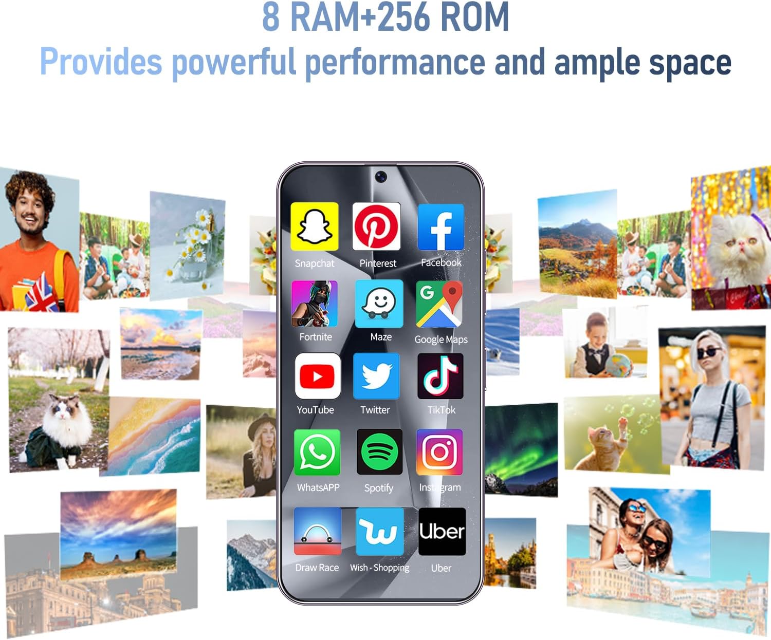 I24 Ultra Unlocked Phone 8GB+256GB Android Cell Phone 7 inch HD Screen Mobile Phone 108MP+48MP Camera 6800 mAh Extra Large Battery 5G Dual SIM (Titanium Deep Blue)